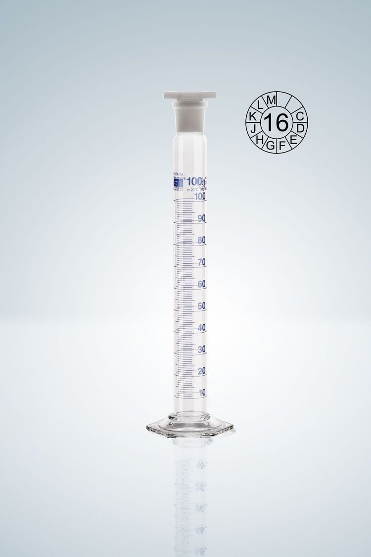 Mischzylinder DURAN®, Kl. A, blau grad. 100:1 ml, NS 24/29, H 290 mm