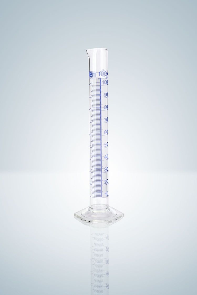 Messzylinder DURAN®, Kl. A, blau grad. 50:1 ml, H 200 mm