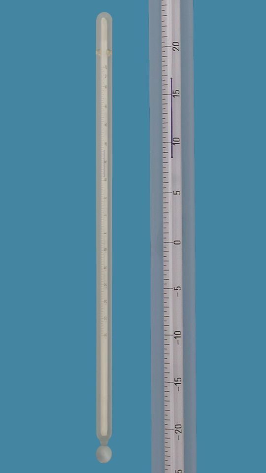 Meteorologische Therm. nach BS 692, Type Minimum, mit dunkler Glas-Schleppmarke, Min. 1/C, -25+50:0,5°C