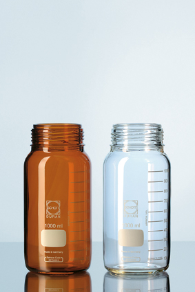 DURAN® GLS 80 Laborglasflasche, weithals, braun, ohne Verschluss/Ausgießring, 500 ml