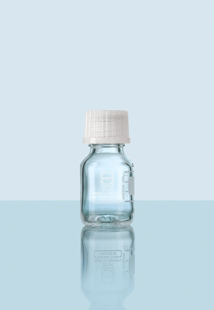 DURAN® Laborflasche, klar, mit Teilung, GL 25, mit Schraubverschluss (PP), 25 ml