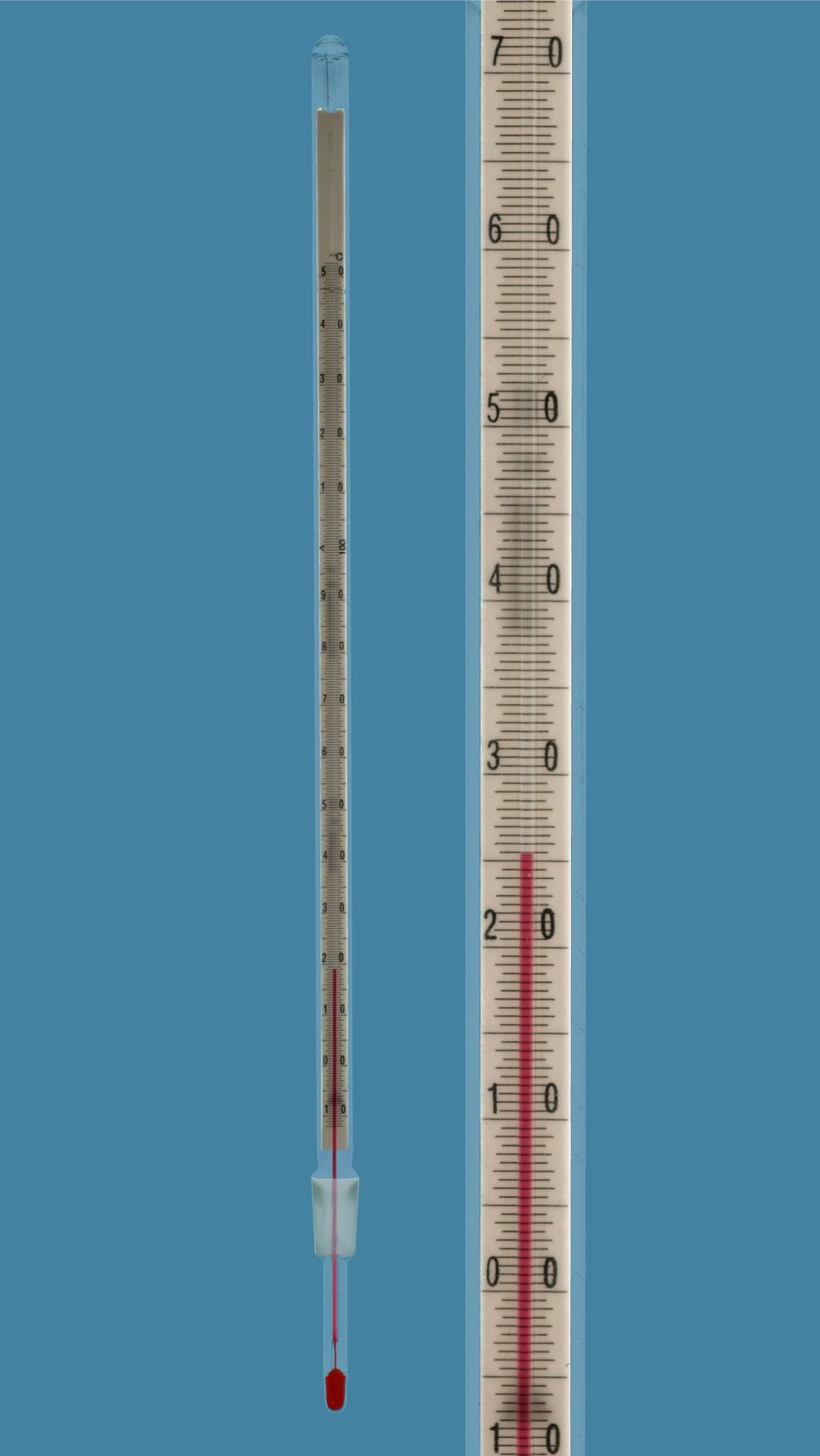 Therm. mit Normschliff NS 14,5/23, Einbaulänge 75mm, -2+52:0,1°C