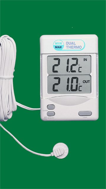 Elektronisches Innen-/Außen- Thermometer Dual Thermo Max/Min, -50...+70:0,1°C