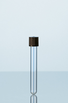 Einmal-Kulturröhrchen, Kalk-Soda-Glas, 16 x 100 mm, GL 18, Kappe (PP) mit Gummidichtung