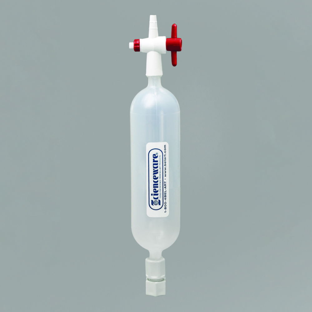 Gas sampling tubes, PP, with one straight bore stopcock and one screw fitting