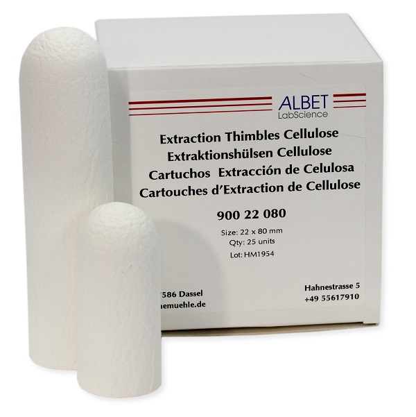 Extraktionshülsen, hochreiner Cellulose, Ø 25 x 60 mm