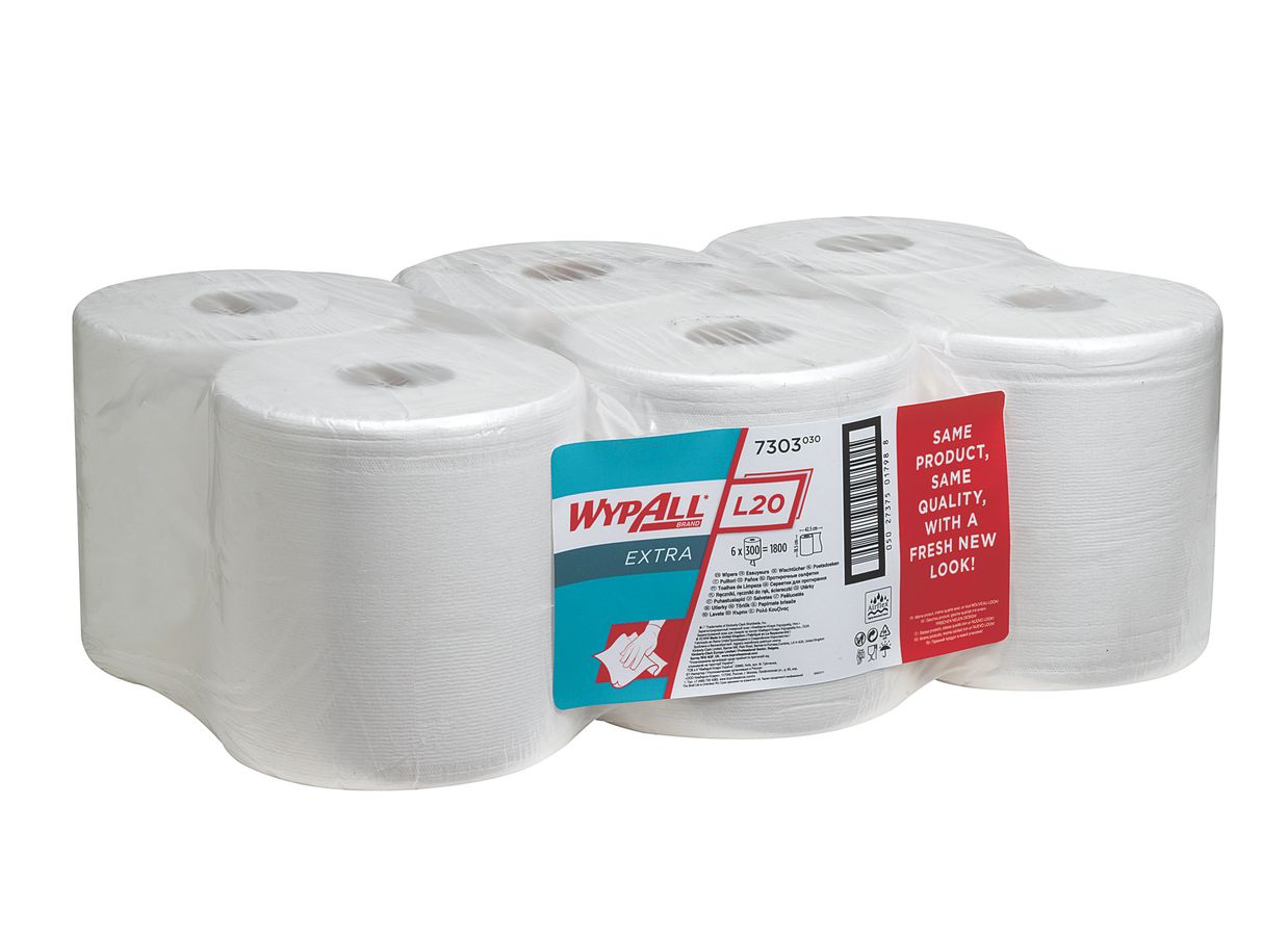 WYPALL* L20 EXTRA+ Wischtücher - Zentralentnahme, Weiß, 42,50cm x 18,50cm