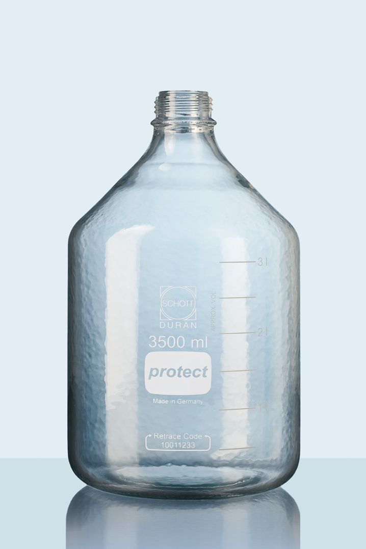 DURAN® GL 45 Laborglasflasche, protect, PU-ummantelt, ohne Verschluss/Ausgießring, 3500 ml