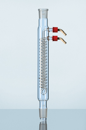 DURAN® Dimroth-Kühler, mit 2 abschraubbaren Kunststoff-Oliven, NS 29/32, Länge 400 mm
