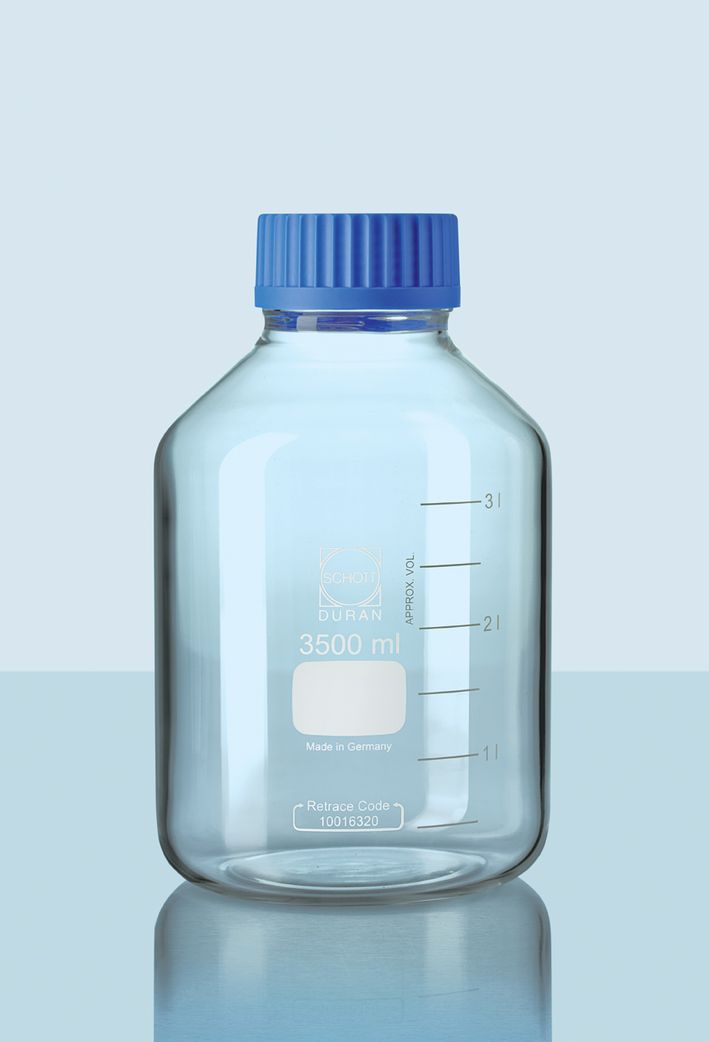 DURAN® GLS 80 Laborglasflasche, weithals, klar, mit Verschluss/Ausgießring (PP), 3500 ml