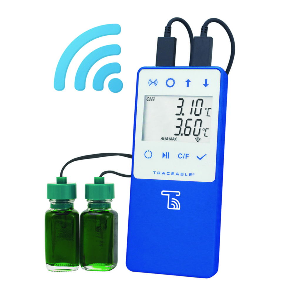 Wireless Temperature data logger TraceableLIVE®, with 2 bottle probes Wireless Temperature data logger TraceableLIVE®, with 2 bottle probes