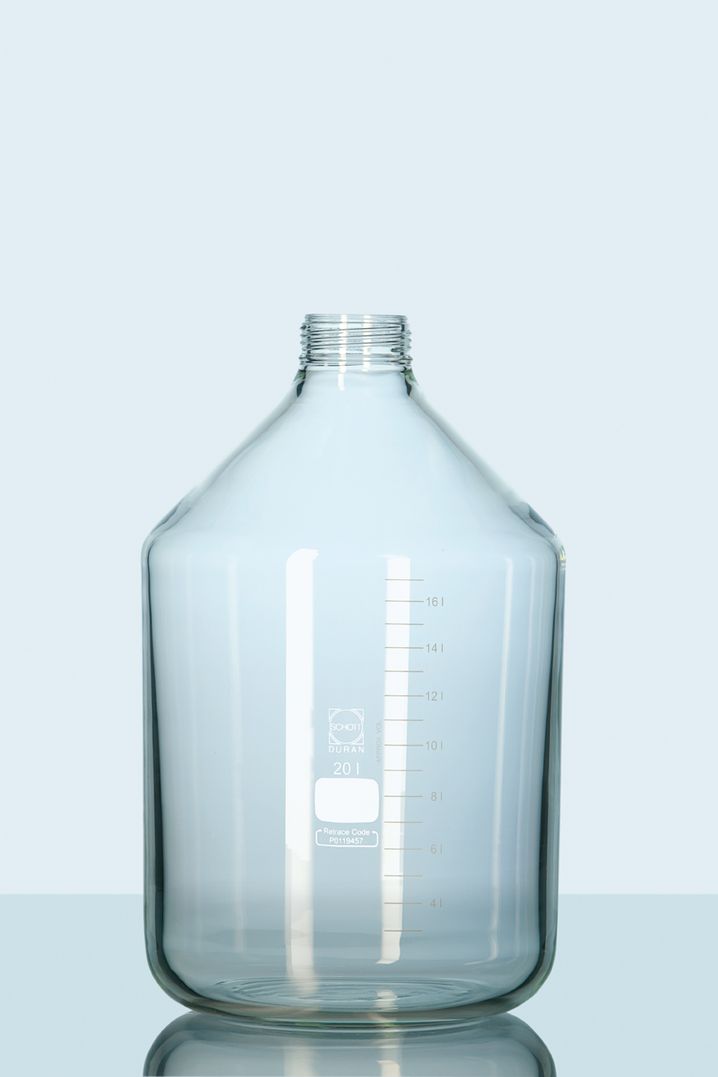 DURAN® GLS 80 Produktionsflasche, weithals, klar, wandverstärkt, ohne Verschluss/Ausgießring, 20000 ml