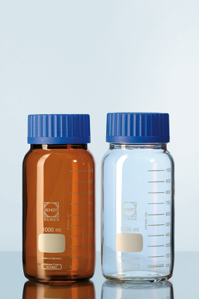 DURAN® GLS 80 Laborglasflasche, weithals, braun, mit Verschluss/Ausgießring (PP), 20000 ml