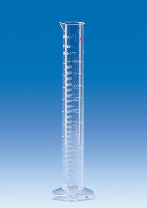 Messzylinder, PMP, Klasse A, KB, hohe Form, erhabene Skala, 2000 ml