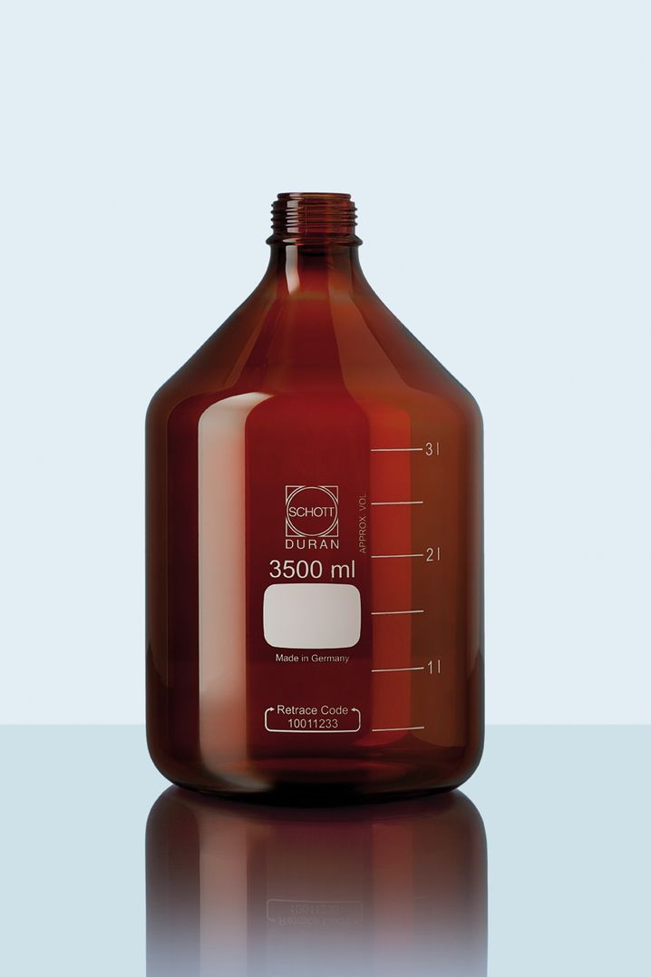 DURAN® GL 45 Laborglasflasche, braun, ohne Verschluss/Ausgießring, 3500 ml
