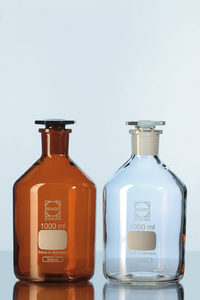 DURAN® Enghals-Standflasche, NS 29/32, braun, mit Stopfen, 1000 ml