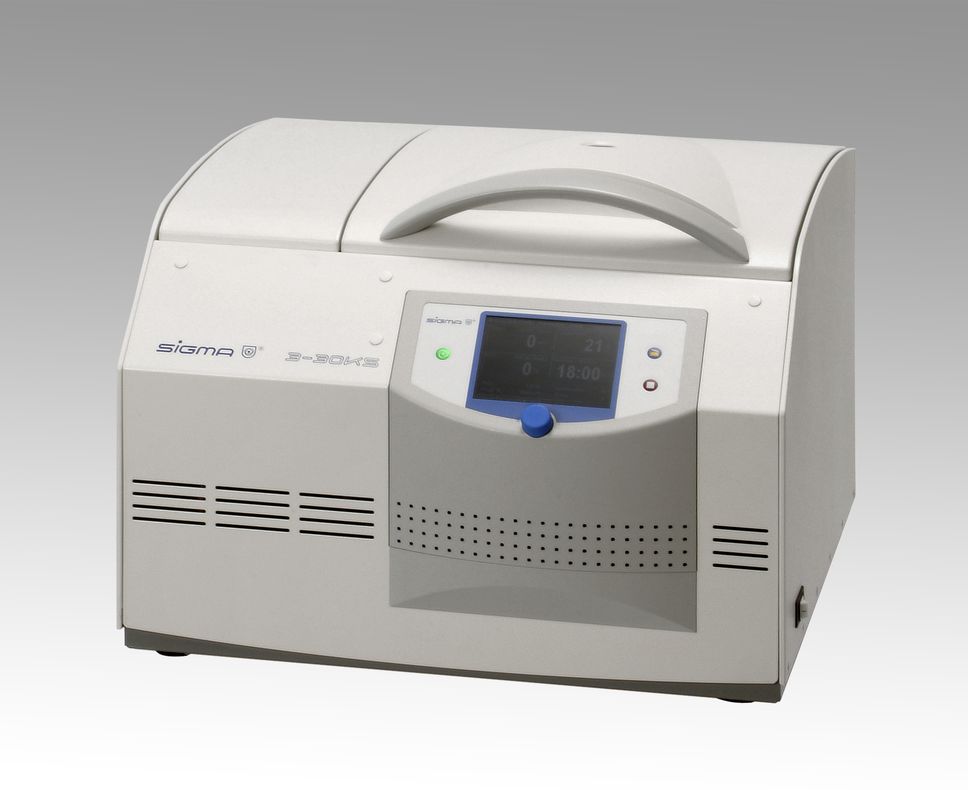 Sigma 3-30KHS, Hochgeschwindigkeits-Tischkühlzentrifuge, zusätzlich beheizbar, 220-240 V, 50/60 Hz
