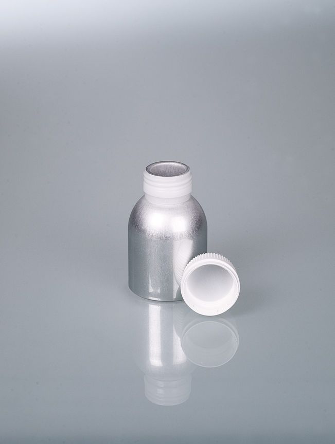 Aluminium-Flasche, UN, AL 99,5, 120 ml, mit Verschluss