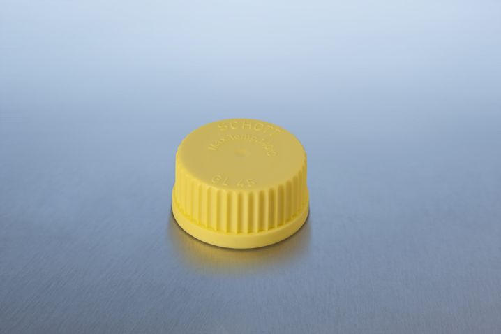 Schraubverschluss GL 45, PP, gelb, für DURAN® Laborglasflaschen, mit Lippendichtung