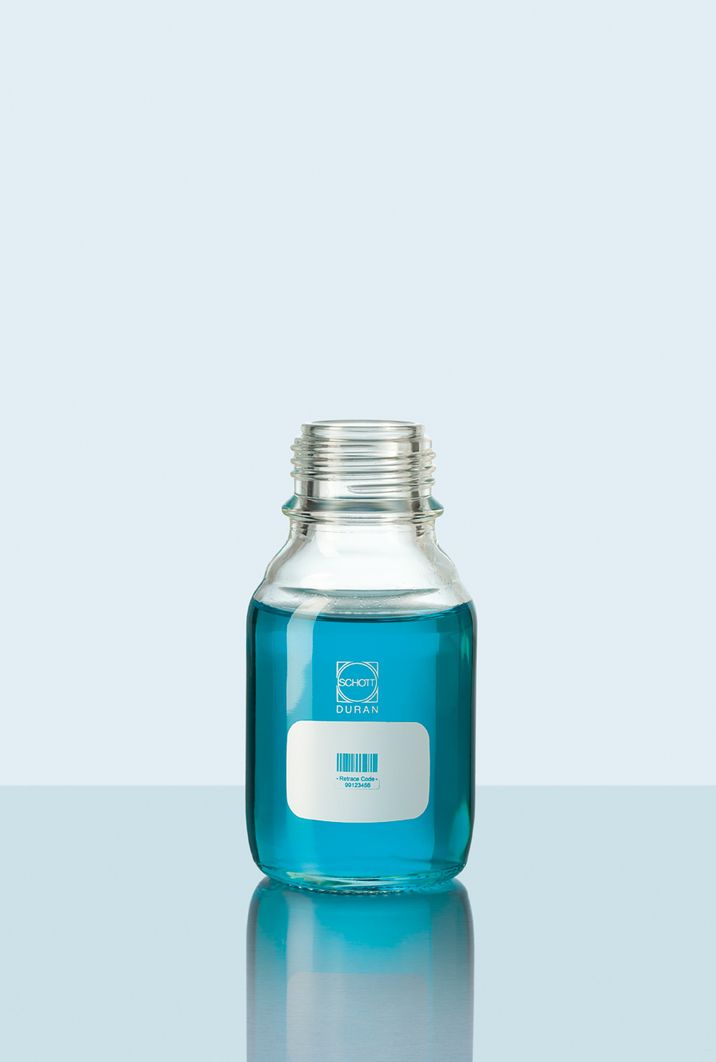 DURAN® Laborflasche, klar, mit Teilung, GL 45, ohne Verschluss/Ausgießring,500 ml