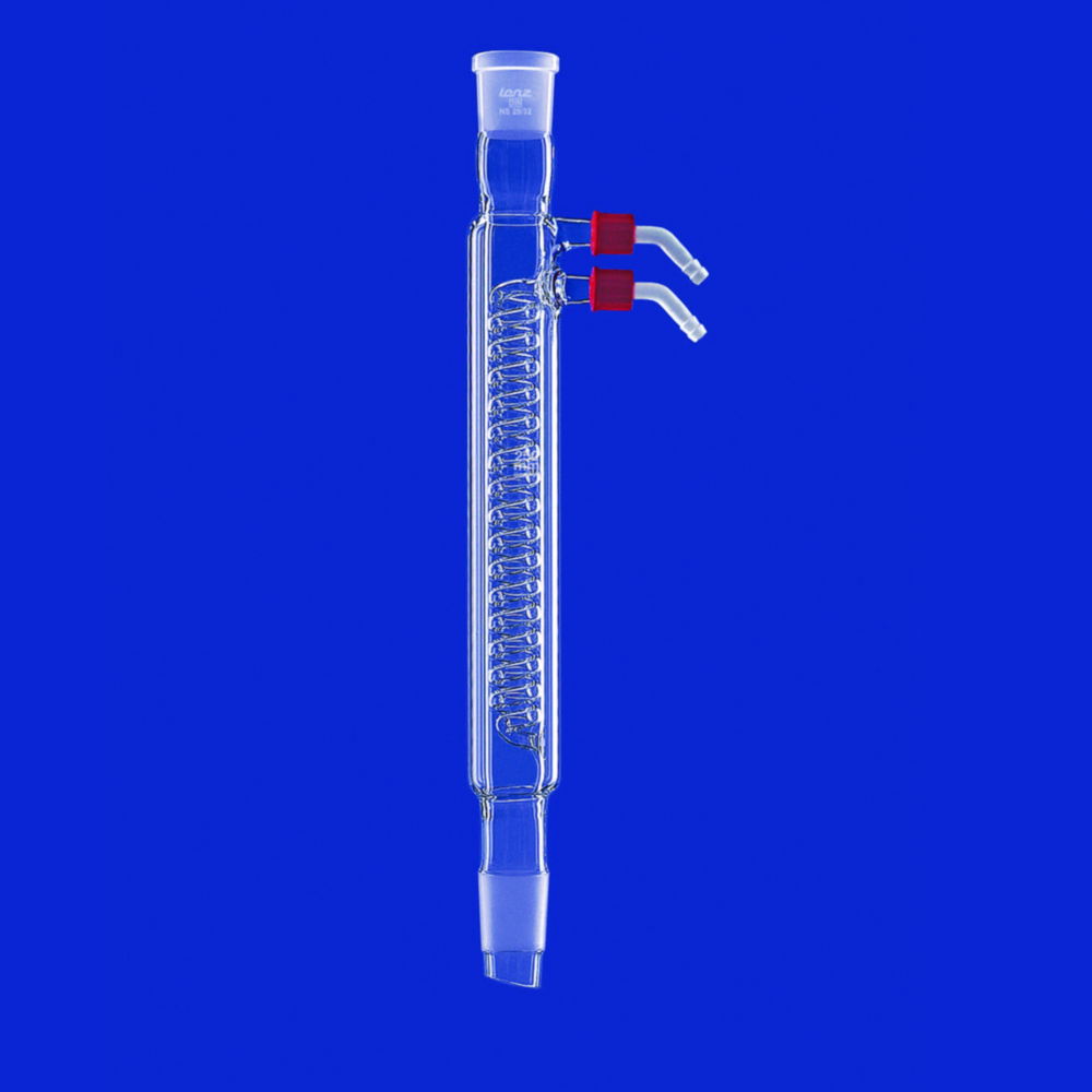 Coil condensers, DURAN® tubing, with plastic olives Coil condensers, DURAN® tubing, with plastic olives