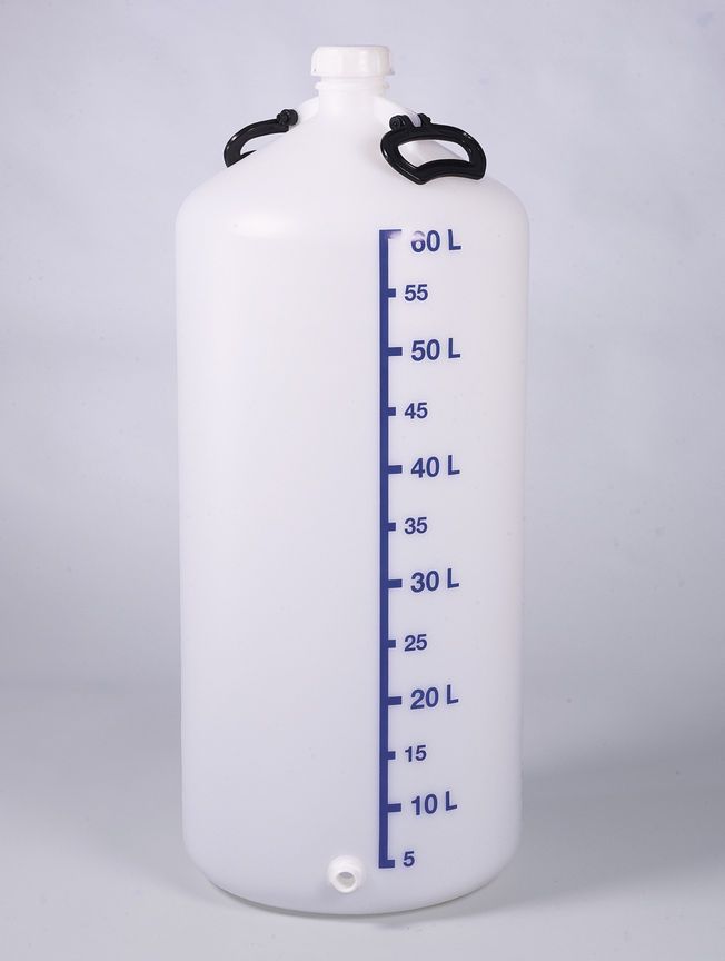 Vorratsflasche mit Gewindestutzen, HDPE, 60l, mit Verschluss