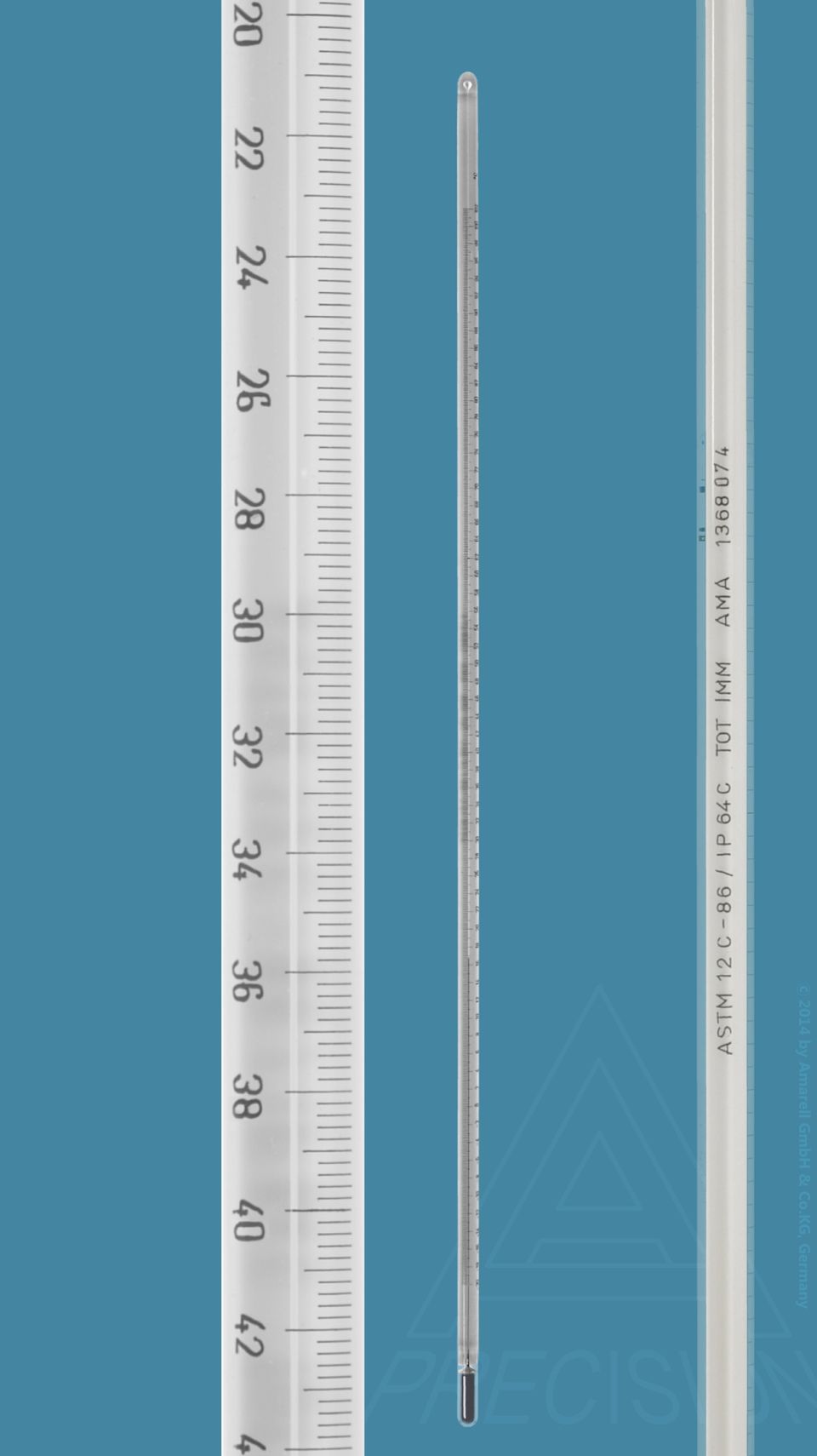 Thermometer, Stabform, ähnlich ASTM 47 F, weißbelegt, 137,5+142,5:0,1°F