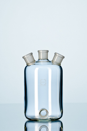 DURAN® Woulff´sche Flaschen mit 3 Hälsen NS 19/26 und Bodentubus, vakuumfest, 500 ml