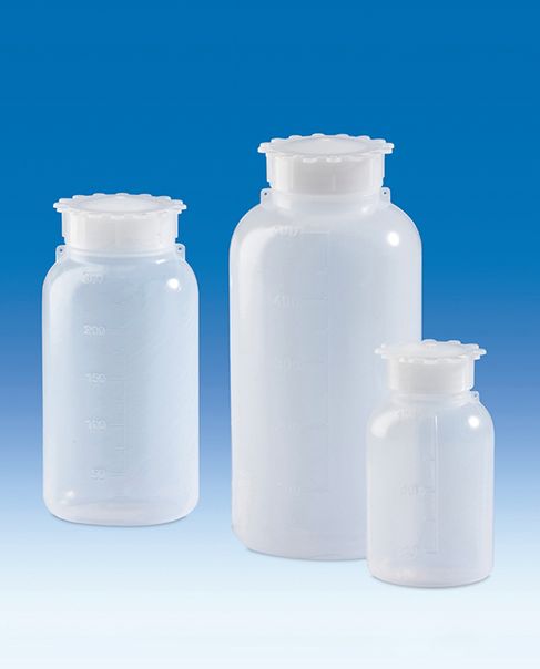 Weithalsflasche, PE-LD, mit Ösen-Schraubkappe zum Verplomben, 250 ml