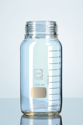 DURAN® GLS 80 Laborglasflasche, weithals, klar, ohne Verschluss/Ausgießring, 1000 ml