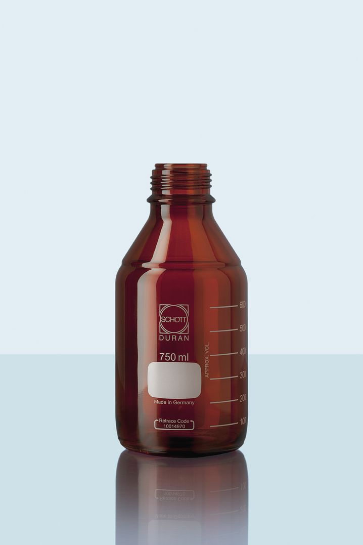 DURAN® GL 45 Laborglasflasche, braun, ohne Verschluss/Ausgießring, 750 ml