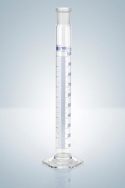 Mischzylinder DURAN®, Kl. B, blau grad. 100:1 ml, NS 24/29, H 290 mm