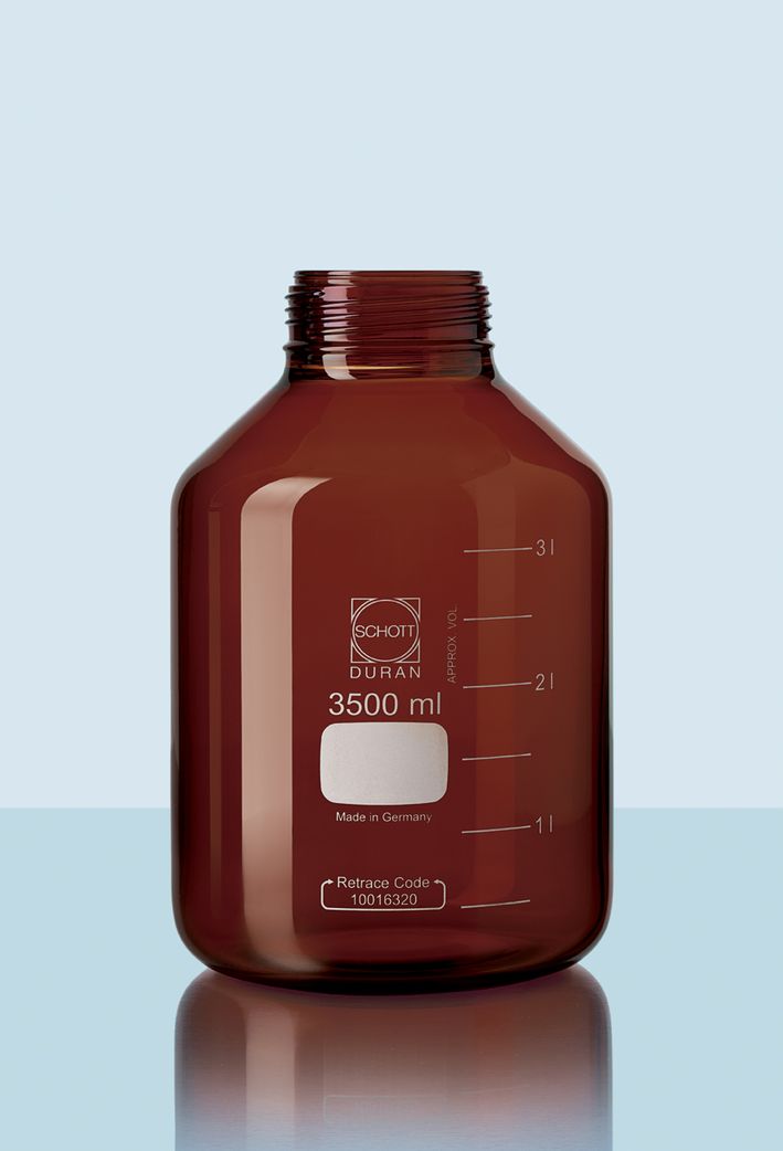 DURAN® GLS 80 Laborglasflasche, weithals, braun, ohne Verschluss/Ausgießring, 3500 ml