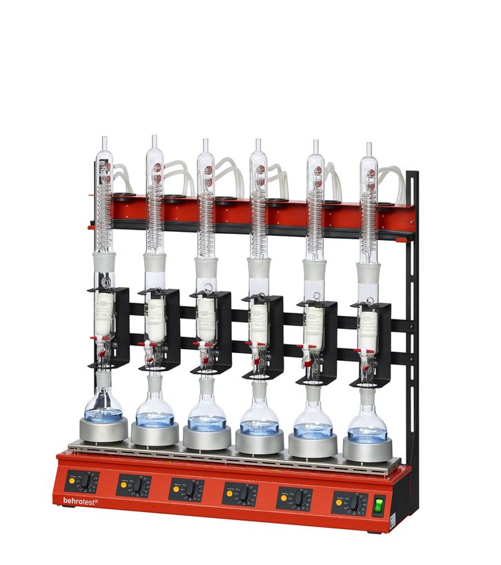 Reihenheizblocksystem für die Soxhlet-Extraktion 30 ml, komplett für 6 Stellen
