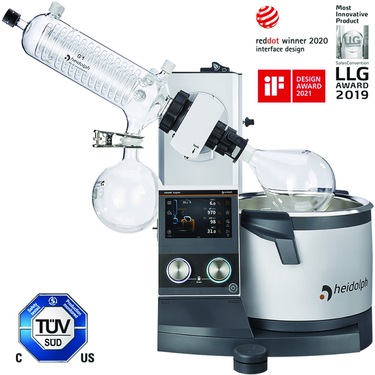 Rotationsverdampfer Hei-VAP Expert Control, mit Handlift, Diagonalkühler Rotationsverdampfer Hei-VAP Expert Control, mit Handlift, Diagonalkühler